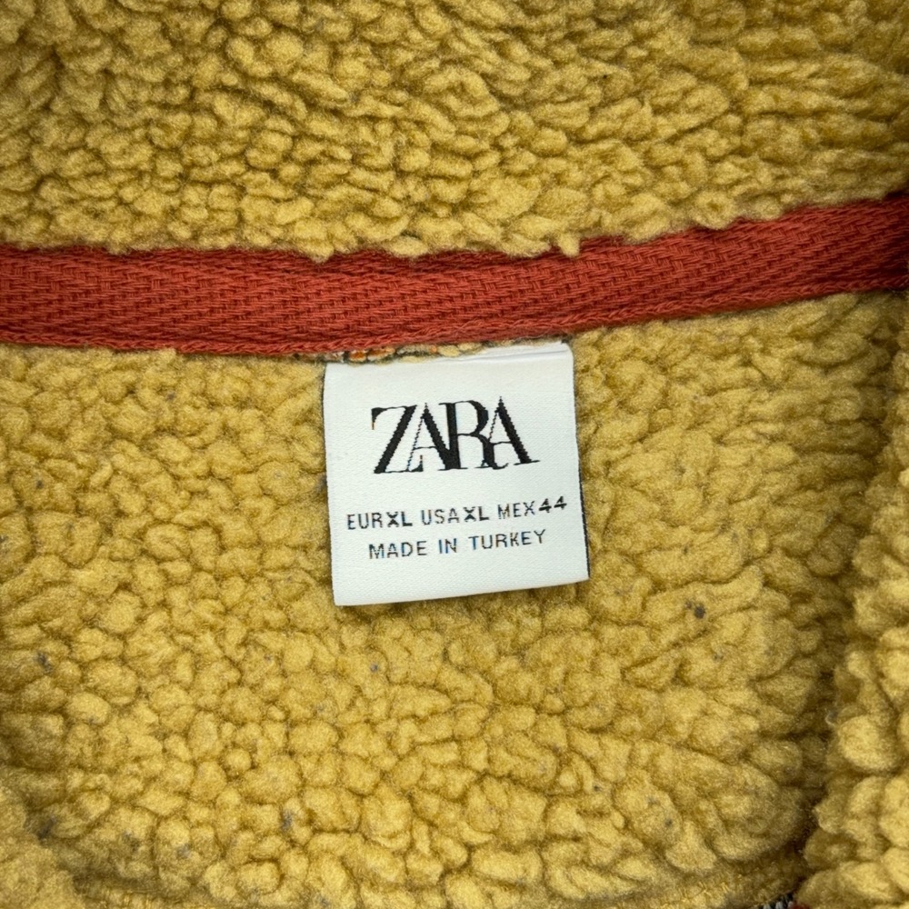 Zara Fleece Pullover Mens XL Multicolor Geometric Aztec Quarter Zip Sherpa - Picture 3 of 6